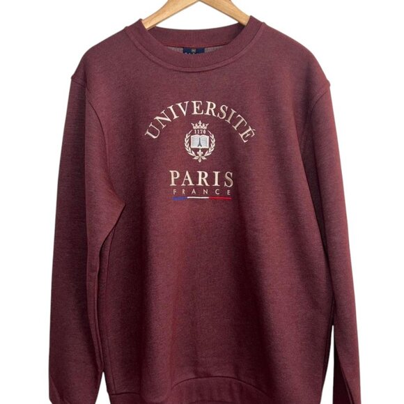 Paris burgundy vintage Universite Paris college logo sweatshirt size XS - Picture 1 of 5